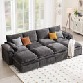 130" U Shaped Modular Sectional Sofa, Couch with Ottoman Storage, Chenille Cloud Couch with Plush Deep Seating for Living Room, Bedroom (8 Seat, Grey)