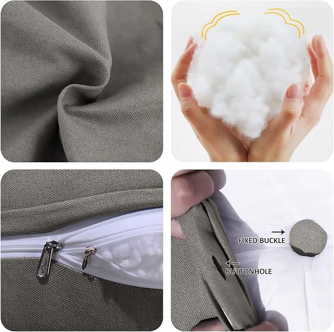 WOWMAX 85% Linen 15% Cotton Blend Headboard Pillow – Full Size Reading Wedge Backrest for Bed, Handmade Firm Support Bolster Cushion with Removable Cover, Premium Bed Rest Pillow, Light Gray