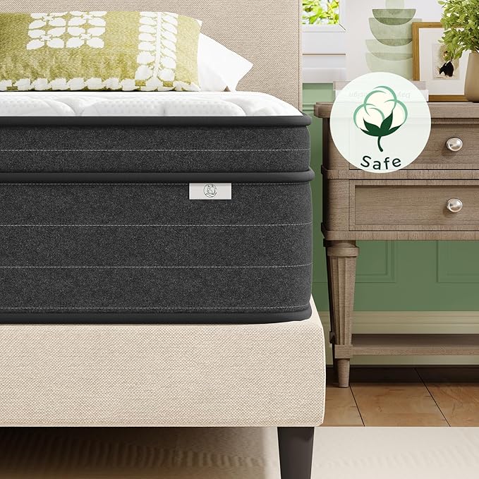 koorlian Full Size Mattress 12 Inch, Hybrid Full Mattress in a Box, Full Bed Mattress with Individual Pocket Springs and Pressure-Relieving Memory Foam, Breathable, Medium Firm Mattress 75"x54"x12"