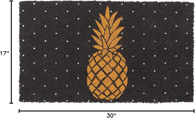 KAF Home Coir Doormat with Heavy-Duty, Weather Resistant, Non-Slip PVC Backing | 17 by 30 Inches, 0.6 Inch Pile Height | Perfect for Indoor and Outdoor Use (Pineapple)
