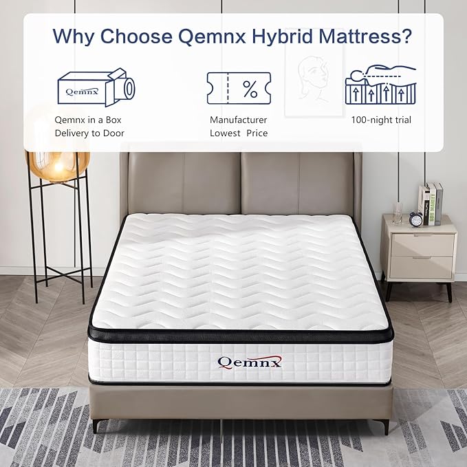 12 Inch King Hybrid Mattress – Medium Firm, Memory Foam & Responsive Pocket Springs, Enhanced Edge Support, Motion Isolation, Pressure Relief, Eco-Friendly, Compressed for Easy Setup
