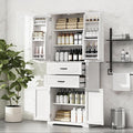 Polibi Elegant Storage Cabinet with Adjustable Shelves - 2 Drawers, 5 Interior Shelves & 6 Small Shelves, for Living Room/Bathroom, White