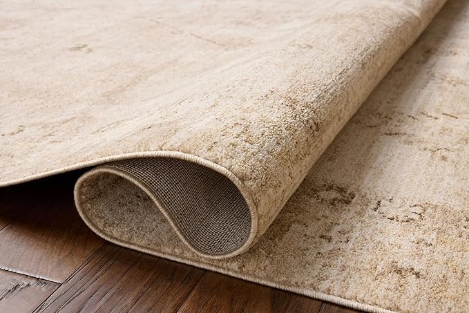 Loloi Chris Loves Julia Palma Collection PLM-06 Natural/Smoke 6'-3" x 9'-6" Fringe Area Rug Vintage Style Boho Living Room Bedroom Carpet
