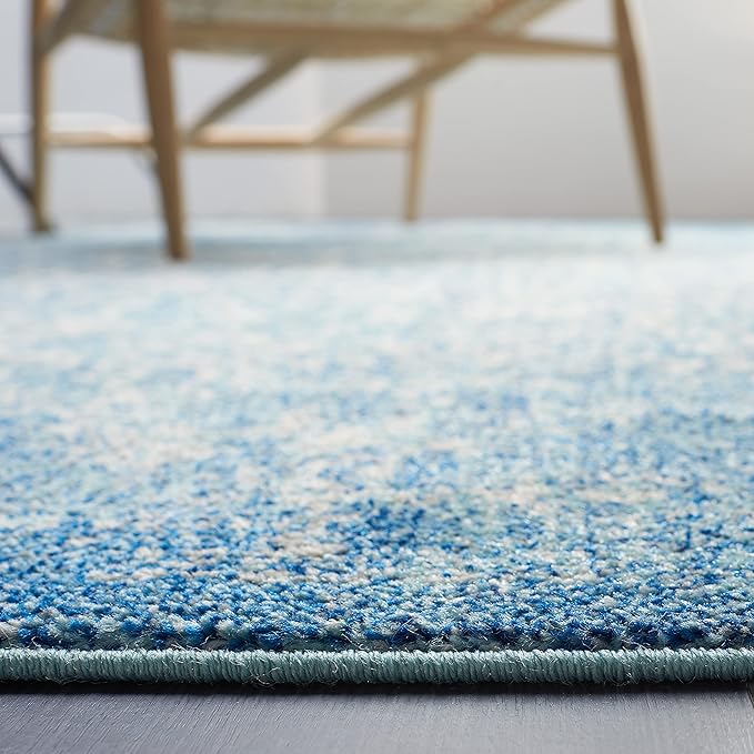 SAFAVIEH Area Rug 10x14 - Evoke Collection - Large - Blue & Ivory, Distressed Design, Non-Shedding & Easy to Clean, Ideal for Living Room, Bedroom, Dining Space (EVK256C)