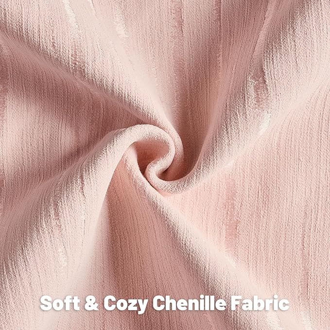 FUTEI Pink Chenille Decorative Throw Pillow Covers 22x22 Inch Set of 2,Soft Embossed Striped Textured Cushion Case,Modern Home Decor for Couch Bed Living Room