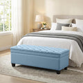 50" Storage Ottoman Bench, Rectangular End of Bed Storage Bench, Upholstered Large Fabric Tufted Ottoman with Storage for Living Room, Bedroom, Entryway,Blue