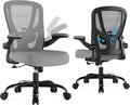 Office Chair Ergonomic Desk Chair - Mesh Computer Chair Breathable Task Chair with Wheels Adjustable Lumbar Support Home Desk Office Chairs with Flip up Armrest Executive Rolling Swivel Gray