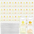 50 Pcs Moist Towelettes Individually Wrapped Scented Disposable Face Towels Essential Oil Infused Moist Terry Cotton Towel for Use Hot or Cold Travel Body Spa (Lemon Mango)