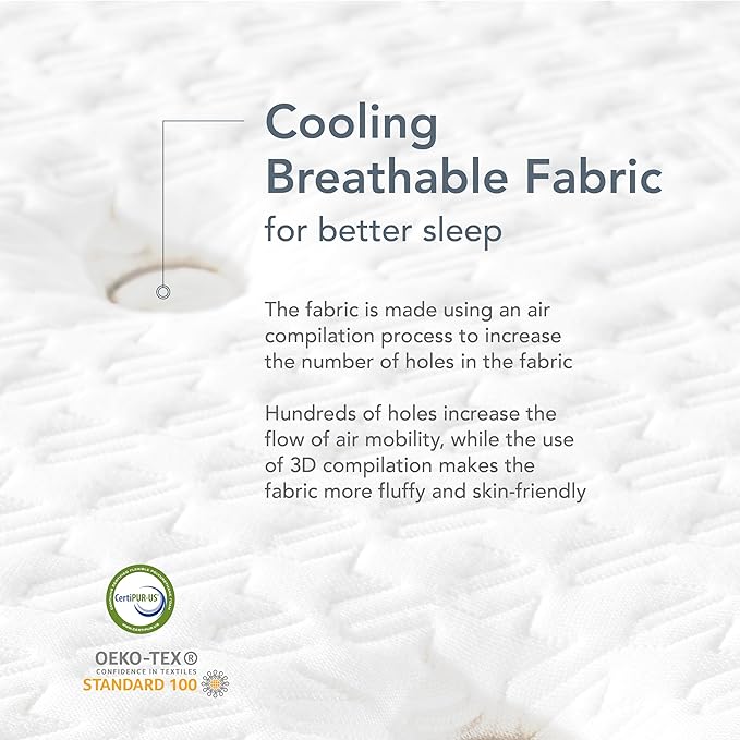 EPITEX Silverluxe Plus Full Size Mattress, 10 Inch Cooling Gel Memory Foam Full Mattress in a Box, Individual Pocket Spring for Low Motion Transfer, Medium Firm Mattress, Gray