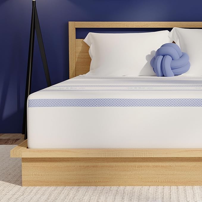 Vibe Gel Memory Foam Mattress, Fiberglass Free 10-Inch CertiPUR-US Certified Bed-in-a-Box, California King, White