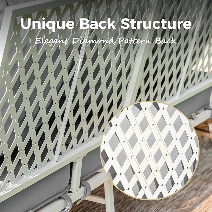 Patio Furniture Sofa, 3-Seat Patio Sofa Steel Frame Outdoor Sectional Couch with Deep Seating and 5.5” Cushions for Lawn Backyard Porch Deck, Light Gray