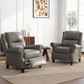 UIXE PU Leather Pushback Recliner Chairs Set of 2, Overstuffed Armchair Push Back Accent Chair for Living Room, Rivet Trim Club Chair Home Theater Single Sofa Bedroom Side Reading Seat - Gray