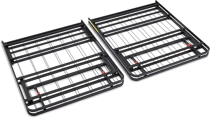 Amazon Basics Bed Frame with Storage, Foldable Metal Platform, Sturdy Steel, No Box Spring Needed, 14-inch High, Tool-Free Setup, Queen Size, Black