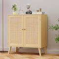 EOYUTLLY Sideboard Buffet Cabinet, Kitchen Buffet Storage Cabinet with Rattan Doors, Accent Cabinet with Adjustable Shelves for Hallway,Kitchen,Living Room, 31.5 x 15.7 x 35 Natural, Assemble Easily