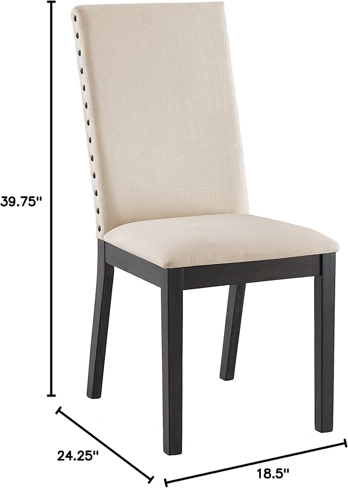 Crosley Furniture Hayden Modern Farmhouse Upholstered Wood Dining Chairs Set of 2, Slate/Crème