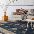 RUGGABLE Washable Vintage Area Rug – Verena Sapphire 10x14, Stain-Resistant, Non-Slip – Large Machine Washable Rugs for Living Room, Bedroom, Hallway, Entryway & Office–with Standard Pad