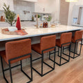 ALPHA HOME 24 Inch Bar Stools Set of 4, Kitchen Counter Stools with Backs, PU Leather Barstools, Kitchen Stools with Back&Upholstered Footrest, Sturdy Chromed Metal Steel Frame, Brown