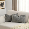 FUTEI Grey Chenille Throw Pillow Covers 12x20 Inch Set of 2,Soft Cozy Bound Edge Design Lumbar Pillow Cases,Home Decor for Couch Bed Living Room