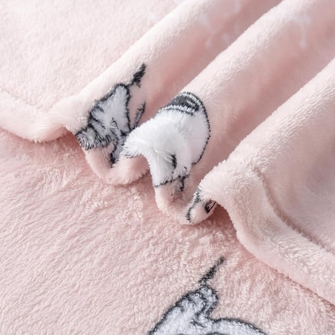 Berkshire Blanket Peanuts® VelvetLoft® Cute Character Snoopy Plush Blanket,Make A Wish Spring Pink,Twin 60 in x 90 in (Official Peanuts® Product)