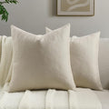 FUTEI Beige Chenille Throw Pillow Covers 20x20 Inch Set of 2,Soft Wide Chevron Textured Cushion Case,Farmhouse Home Decor for Couch Bed Living Room
