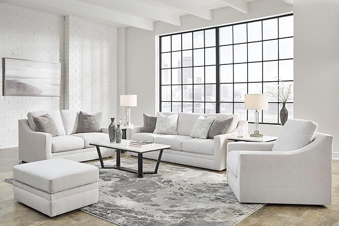 Signature Design by Ashley Maitelynn Contemporary Upholstered Chair with Non-Skid Legs, White