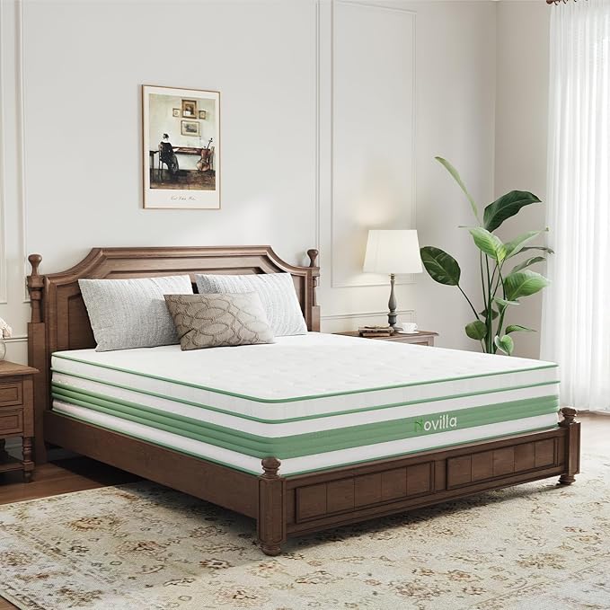 Novilla Queen Mattress 14 inch, Queen Size Hybrid Mattress in a Box with Motion Isolation,Gel Memory Foam with Pocket Springs for Support & Pressure Relief, Medium Firm Pillow Top Mattresses