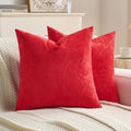 FUTEI Christmas Red Velvet Throw Pillow Covers 22x22 Inch Set of 2,Soft Embossed Leaf-Relief Textured Cushion Cases,Natural Home Decor for Couch Living Room