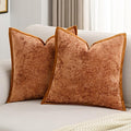 FUTEI Rust Chenille Throw Pillow Covers 24x24 Inch Set of 2,Soft Cozy Bound Edge Design European Cushion Cover,Home Decor for Couch Bed Living Room