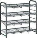 SONGMICS Shoe Rack, 4 Tier Shoe Organizer for Closet, Holds up to 16 Pairs of Shoes, Shoe Rack for Front Door Entrance, Metal Shoe Shelf with Adjustable Tilt Angle, for Entryway, Garage, Grey