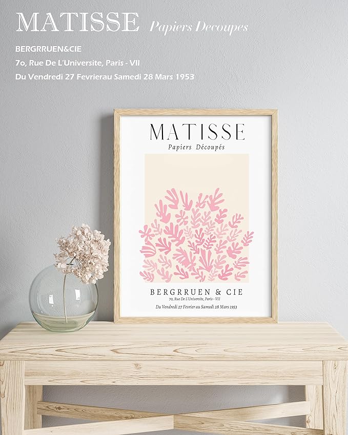 Matisse Wall Art Decor Set of 3,Abstract Matisse Wall Art Exhibition Posters,Unframed sage Pink wall art,Truly Quality Canvas Prints for 12x16in,Art Poster Decoration for Kitchen,