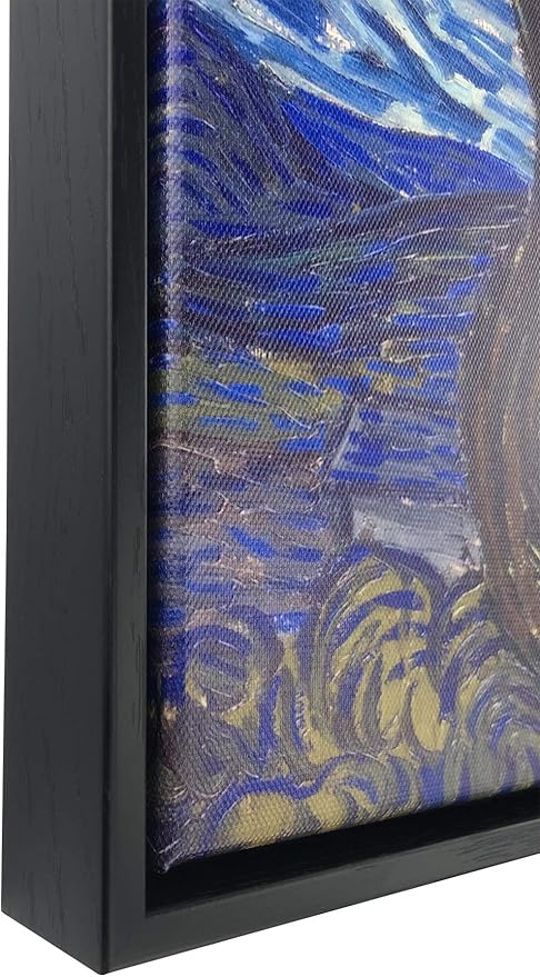 Wieco Art Framed Wall Art Canvas Prints of Starry Night by Vincent Van Gogh Paintings Reproduction Post-Impressionism Artwork Framed Wall Art for Living Room Home Decorations Black Frame