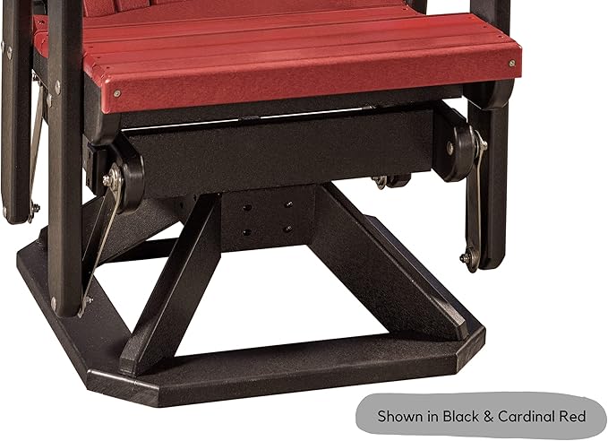 DutchCrafters Slat Fan Back Poly Adirondack Swivel Glider Outdoor Patio Chair (Black & Weatherwood)