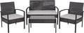 Flash Furniture Aransas Series 4 Piece Black Patio Set with Steel Frame and Gray Cushions