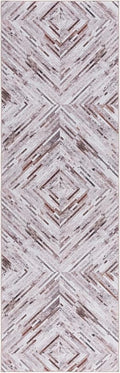 SAFAVIEH Washable Rug Faux Hide Collection - 2'6" x 12' Runner, Beige & Brown, Slip Resistant, Western Rustic Decor, Printed Pattern, Ideal for Living Room, Bedroom, Office, Dining Space (FAH526A)