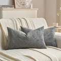 FUTEI Dark Grey Velvet Throw Pillow Covers 12x20 Inch Set of 2,Soft Embossed Leaf-Relief Textured Lumbar Pillow Cases,Natural Home Decor for Couch Living Room