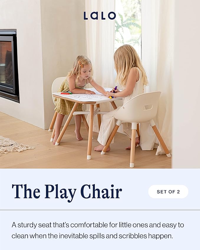 Lalo The Play Chair - Wooden & Non-Toxic Plastic Kids & Toddler Chair - Sturdy Bucket Seat, Easy to Clean, Up to 200 lb. Weight Capacity, Set of 2 - Licorice