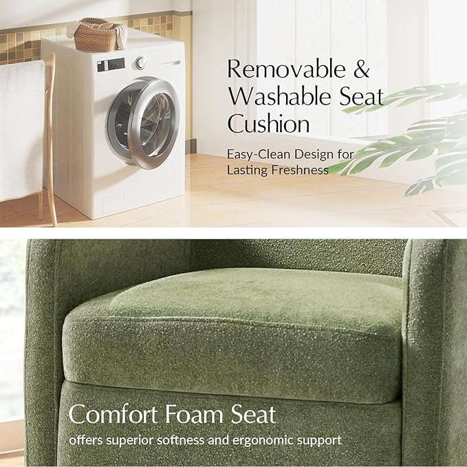 HULALA HOME Upholstered Dining Chair Set of 2 with Smooth-roling Castors, Modern Fabric Side Dining Room Chairs with Built-in Storage, Multi-Purpos Kitchen Chairs for Living Room, Moss