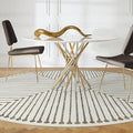 RUGGABLE x Jonathan Adler Machine Washable Area Rug – Inkdrop Camel & Ivory 8 ft Round, Stain-Resistant, Non-Slip – Large Rugs for Living Room, Bedroom, Hallway, Entryway & Office–with Standard Pad