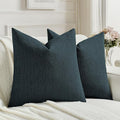 FUTEI Navy Blue Chenille Decorative Throw Pillow Covers 16x16 Inch Set of 2,Soft Cozy Faux Linen Textured Cushion Case,Farmhouse Home Decor for Couch Living Room