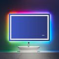 40x32 inch LED Bathroom Mirror with RGB Lights Color Changing Backlit Mirror Shatterproof Dimmable Anti-Fog Lighted Vanity Mirror (RGB Multicolor Backlit + Adjustable Front-Lighted)
