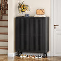 Tribesigns Shoe Cabinet with Shutter Doors, 6-Tier Entryway Shoe Cabinet with Adjustable Shelves, Wooden Modern Rack Organizer for Entryway, Hallway, Closet, Living Room, Black