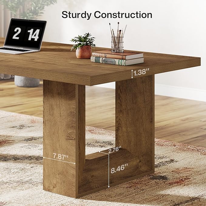 Tribesigns Home Office Desk, 62.99" Large Farmhouse Executive Desk, Computer Table for Office, Conference Room, Study Room (Walnut)