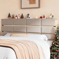 Full/Queen Size Upholstered Headboard, Adjustable Head boards with LED Light & Charging Station, Bed Headboard Only, Attach Frame, Study & Comfortable, Ideal for Bedroom, Dorm, Guest Room, Beige