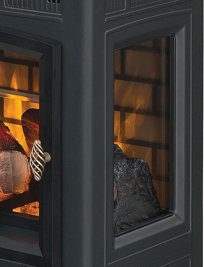 duraflame Freestanding Electric Fireplace Stove Heater with 3D Flame Effect for 1,000 Sq. Ft. Room, Black