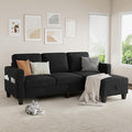 Sectional Sofa and Couches for Living Room, 78'' Black 3 Seat L-Shaped Couch with Movable Ottoman, Comfy Velvet Convertible Sectionals Sofas with Chaise for Apartment, Office, Small Space
