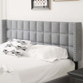 VECELO Headboard Queen Size, Linen Upholstered Headboards Only with Nailhead Trim Wingback, Square Stitched Design, Adjustable Height from 40" to 49.8", Light Grey