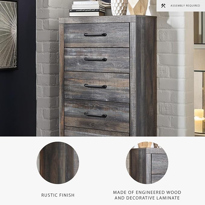 Signature Design by Ashley Drystan Casual 5 Drawer Chest, Dark Brown & Gray