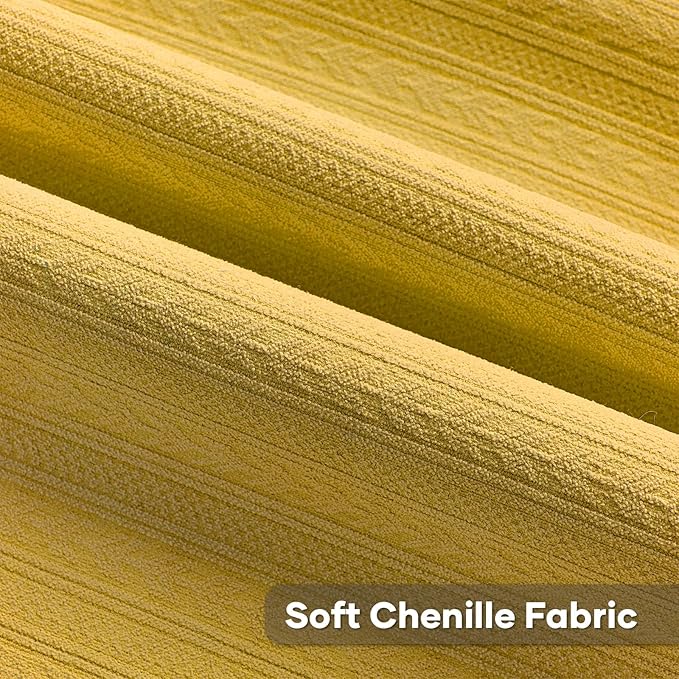 FUTEI Mustard Yellow Decorative Throw Pillow Covers 26x26 Inch Set of 2,Soft Cozy Wheat Ear Striped Patterns Euro Pillow Shams,Modern Home Decor for Couch Bed Living Room