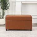 Asense Storage Ottoman Bench –32 Inch Stylish Compact Design with Storage, Extra Seating & Modern Leather Appeal for Living Room, Bedroom, Entryway,Brown