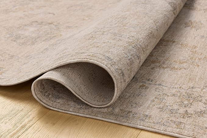 Loloi Chris Loves Julia Louisa Collection LOI-02 Oatmeal/Slate 2'-7" x 8'-0", .38" Pile Height, Runner Rug